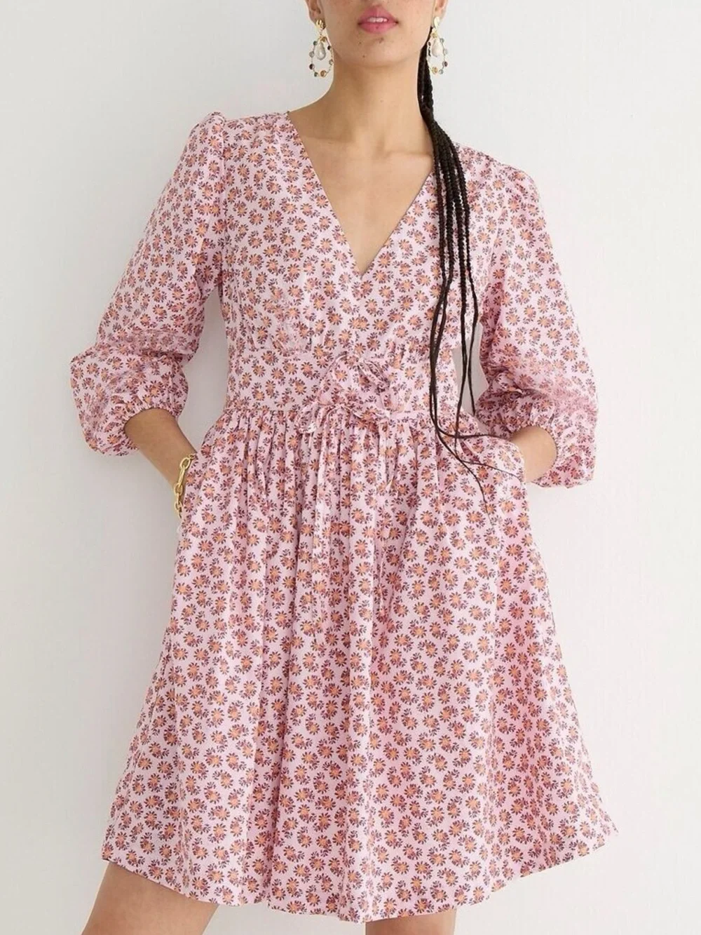J. Crew Pink Floral Print Mini Dress